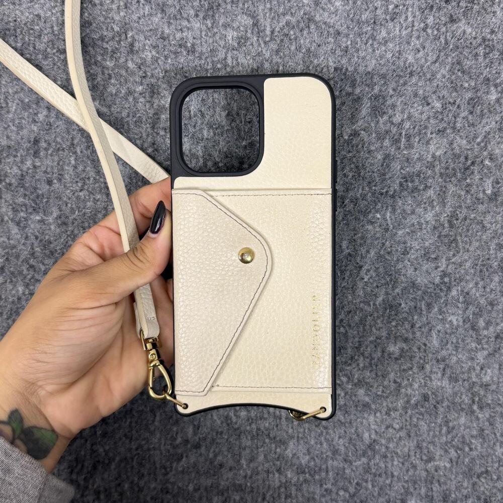 Bandolier Hailey Crossbody Case IPhone 14 Pro Max White Leather Card Pocket